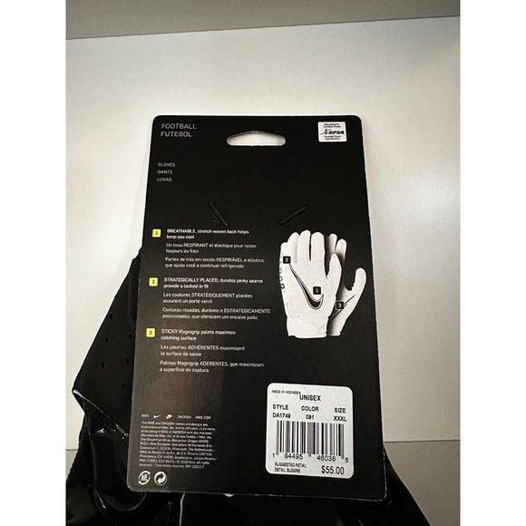 Nike Air Jordan Vapor Jet Football Gloves Black White Receiver DA1749-091 Sz 3XL - Picture 3 of 3